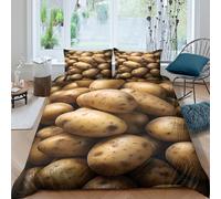 3D Easy Care Microfiber Fresh potatoes Bedding Quilt Cover All Season Bedding Set with Pillow Shams Natural organic style Duvet Cover Breathable Machine Washable for Home Decoration Single（135x200cm）