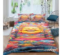 3D Easy Care Microfiber Laughing Buddha Bedding Quilt Cover All Season Bedding Set with Pillow Shams Colorful spiritual art Comforter Cover All Season Washable for Kids Teens Adults Single（135x200cm）