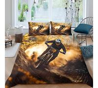 3D Easy Care Microfiber Mountain Biking Duvet Cover Breathable Bedding Sets with Matching Pillowcase Extreme Sport Adventure Bed Quilt Cover All Season Washable for Bedroom Decor King（220x240cm）