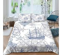 3D Easy Care Microfiber nautical compass Duvet Cover All Season Bedding Set with Pillow Shams vintage sea theme Bedding Quilt Cover Breathable Machine Washable for Teens Adults Single（140x200cm）