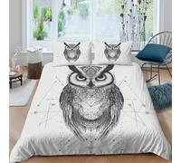 3D Easy Care Microfiber owl tattoo design Bedding Quilt Cover Breathable Bedding Sets with Matching Pillowcase geometric mystical art Bed Quilt Cover All Season Washable for All Single（140x200cm）