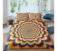 3D Easy Care Microfiber psychedelic Comforter Cover Breathable Soft Bedding Set with Pillow Cases vibrant optical illusion Duvet Cover Set All Season Washable for Men Women Kids King（220x240cm）