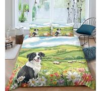 3D Easy Care Microfiber Sheep herding dog Comforter Cover All Season Bedding Sets w/Matching Pillowcase Pastoral l&scape art Duvet Cover All Season Breathable Washable Bedroom Decor King（220x240cm）