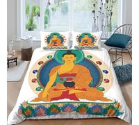 3D Easy Care Microfibre Buddha meditation Comforter Cover All Season Bedding Set with Pillow Shams spiritual iconography Duvet Cover Set Skin-Friendly Washable for Men Women Kids Double（200x200cm）