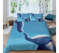 3D Easy Care Microfibre Elephant touching Comforter Cover Set Soft Bedding Set with Pillow Cases Baby elephant art Duvet Cover All Season Machine Washable for Men Women Kids Super king（260x220cm）