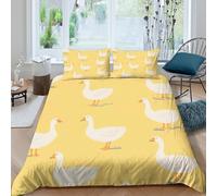3D Easy Care Microfibre Geese pattern Duvet Cover All Season Bedding Set w/ Pillow Cases Vintage illustrated design Bed Quilt Cover All Season Soft Washable for Boys Girls Kids Double（200x200cm）