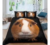 3D Easy Care Microfibre Guinea pig Comforter Cover All Season Bedding Set with Pillow Shams Cute animal portrait Duvet Cover Sets Skin Friendly Machine Washable for Men Women Kids Single（135x200cm）