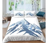 3D Easy Care Microfibre Mountain peaks Comforter Cover All Season Bedding Set with Pillow Shams Snowy landscape style Duvet Cover Set Skin-Friendly Washable for Men Women Kids Single（135x200cm）