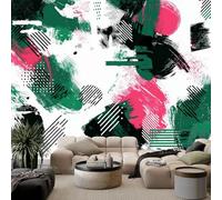 3D Effect Abstract Modern Graffiti Art Mural Wallpaper, Dark Green Photo Wallpaper - Wall Mural Decoration for Bedroom Living Room Restaurant Cafe Fireplace, 138 x 101 inch (W x H)