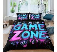 3D Effect Breathable Microfiber GameZone Duvet Cover Sets All Season Bedding Sets with Pillow Shams GamingArtStyle Bedding Quilt Cover Easy Care Machine Washable for Home Decor Super king（260x220cm）
