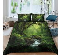 3D Effect Breathable Microfiber Lush Jungle Duvet Cover Sets All Season Bedding Sets with Pillow Shams Nature Forest Bedding Quilt Cover Easy Care Machine Washable for Home Decor Double（200x200cm）