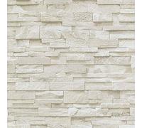 3D Effect Brick Wallpaper Beige Stone Tile Rustic Vinyl Paste Wall YöL