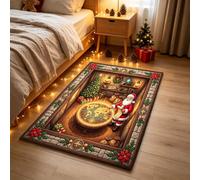 3D Effect Christmas Area Rug, 50×80cm Cute Santa Clause Decor Carpet, Multicolor Xmas Patchwork Area Rugs, Christmas Home Decor Carpet for Living Room, Bedroom, Washable Non-Slip Santa Rug，#1
