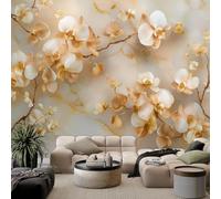 3D Effect Cream Yellow Photo Wallpaper 138 x 101 inch (W x H), Wall Mural Tapestry Elegant Soft Flowers Modern - Large Wallpaper Mural for Bedroom Eco-Friendly Wall Decoration