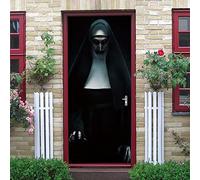 3D Effect Door Stickers 40x120cm(15.74 inches * 47.24 inches) Halloween Nun 3D Art Door Sticker 3D Decal Art Decor Wall Window Door Sticker Removable Mural Poster Scene