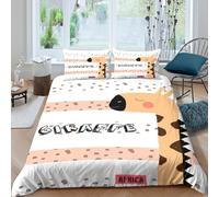 3D Effect Easy Care Microfibre Giraffe Bed Quilt Cover Easy Care Bedding Set with Pillowcases Cartoon animal illust Comforter Cover All Season Machine Washable for Couples Double（200x200cm）