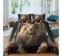 3D Effect Easy Care Microfibre Royal lion throne Comforter Cover Set Soft Bedding Set with Pillow Cases Fantasy king imagery Duvet Cover All Season Machine Washable for Men Women Kids King（220x240cm）