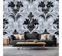 3D Effect Elegant Artistic Vintage Floral Mural Wallpaper, Black and White Photo Wallpaper - Wall Mural Decoration for Bedroom Living Room Restaurant Cafe Fireplace, 79 x 55 inch (W x H)