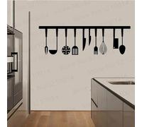 3D Effect Kitchen Tools Restaurant Wall Stickers Decals Kitchen Decoration Home Decor DIY Wall Art Mural 80X27CM