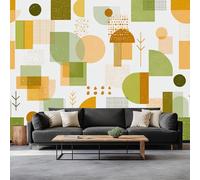 3D Effect Minimalism Soft Geometric Polka Dots Mural Wallpaper, Yellow-Green Photo Wallpaper - Wall Mural Decoration for Bedroom Living Room Restaurant Cafe Fireplace, 138 x 101 inch (W x H)