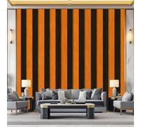 3D Effect Orange Photo Wallpaper 138 x 101 inch (W x H), Panoramic Mural Wall Tapestry Minimalism Stripes Textures - Large Photo Wallpaper for Bedroom Eco-Friendly Wall Decoration