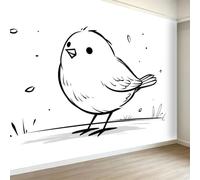3D Effect Panoramic Cartoon Wallpaper Murals, Sketch Animal Bird Non-Woven Paste the Wall Poster Wallpaper for Bedroom Living Room Hallway Large Indoor Wall Mural W400 x H280 cm