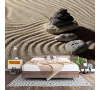 3D Effect Panoramic Custom Artistic Conception Sand Waves Pebbles Wallpaper Mural 450x315 cm Brown Wall Art Photo Wallpaper Stickers for Bedroom Living Room Hallway Sofa Backdrop Decor Poster