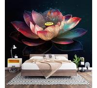 3D Effect Panoramic Custom Artistic Painting Lotus Pattern Wallpaper Mural 350x256 cm Colorful Wall Art Photo Wallpaper Stickers for Bedroom Living Room Hallway Sofa Backdrop Decor Poster
