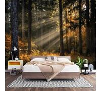 3D Effect Panoramic Custom Autumn Sunshine Jungle Wallpaper Mural 450x315 cm Natural Scenery Wall Art Photo Wallpaper Stickers for Bedroom Living Room Hallway Sofa Backdrop Decor Poster