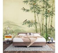 3D Effect Panoramic Custom Bamboo, Bird and Landscape Wallpaper Mural 300x210 cm Natural Scenery Wall Art Photo Wallpaper Stickers for Bedroom Living Room Hallway Sofa Backdrop Decor Poster