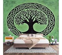 3D Effect Panoramic Custom Celtic Knot Pattern Wallpaper Mural 200x140 cm Green Wall Art Photo Wallpaper Stickers for Bedroom Living Room Hallway Sofa Backdrop Decor Poster