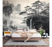 3D Effect Panoramic Custom Chinese Ink Painting Wallpaper Mural 400x280 cm Grey Wall Art Photo Wallpaper Stickers for Bedroom Living Room Hallway Sofa Backdrop Decor Poster