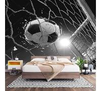 3D Effect Panoramic Custom Comic Style Football Wallpaper Mural 250x175 cm Black Wall Art Photo Wallpaper Stickers for Bedroom Living Room Hallway Sofa Backdrop Decor Poster