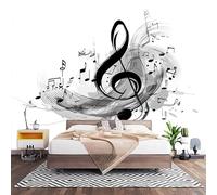 3D Effect Panoramic Custom Creative Musical Note Theme Wallpaper Mural 250x175 cm White Wall Art Photo Wallpaper Stickers for Bedroom Living Room Hallway Sofa Backdrop Decor Poster
