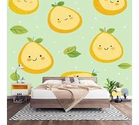 3D Effect Panoramic Custom Cute Avocado Print Wallpaper Mural 200x140 cm Sage Green Wall Art Photo Wallpaper Stickers for Bedroom Living Room Hallway Sofa Backdrop Decor Poster