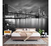 3D Effect Panoramic Custom Modern City Night Scene Wallpaper Mural 250x175 cm Grey Wall Art Photo Wallpaper Stickers for Bedroom Living Room Hallway Sofa Backdrop Decor Poster