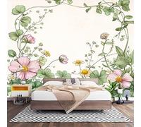 3D Effect Panoramic Custom Plant Floral Prints Wallpaper Mural 450x315 cm Green Vine Wall Art Photo Wallpaper Stickers for Bedroom Living Room Hallway Sofa Backdrop Decor Poster