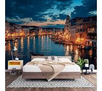 3D Effect Panoramic Custom Venice Water City Landscape Wallpaper Mural 450x315 cm Night View Wall Art Photo Wallpaper Stickers for Bedroom Living Room Hallway Sofa Backdrop Decor Poster