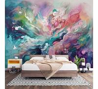 3D Effect Panoramic Custom Vibrant Abstract Pigment Fluid Wallpaper Mural 200x140 cm Colorful Wall Art Photo Wallpaper Stickers for Bedroom Living Room Hallway Sofa Backdrop Decor Poster