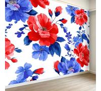 3D Effect Panoramic Traditional Wallpaper Murals, Watercolour Botanical Flower Non-Woven Paste the Wall Poster Wallpaper for Bedroom Living Room Hallway Large Indoor Wall Mural W400 x H280 cm