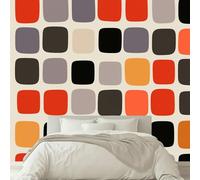 3D Effect Photo Wallpaper Abstract Geometric Squares, Panoramic Custom Light Gray Wallpaper Mural - Poster Decoration for Bedroom Living Room Corridor 98 x 69 inch (W x H)