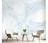 3D Effect Photo Wallpaper Blue Waves Polka Dots 200×150cm Mural Panoramic Simple Geometric Wall Murals, Large XL Photo Wallpaper White Mural Decoration for Living Room Bedroom