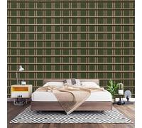 3D Effect Photo Wallpaper Brown Wall Covering Mural 350x256 cm | Large Non-Woven Removable Retro Geometric Color Blocks Decor Poster Mural for Living Room & Kids Bedroom Sofa Backdrop
