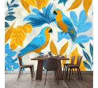 3D Effect Photo Wallpaper Exquisite Animals Parrots Flowers, 98 x 69 inch (W x H) Panoramic Custom Wallpaper Mural - Blue Eco-Friendly Wall Sticker Poster Decoration