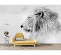 3D Effect Photo Wallpaper Lion Head Gray,200x140cm Mural Panoramic Wall Tapestry Large Photo Wallpaper Mural Bedroom Wall Decoration