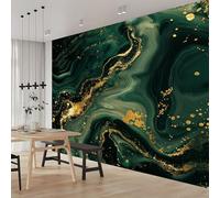 3D Effect Photo Wallpaper Marble Gold Dark Green 250x175 cm Mural Panoramic Wall Tapestry Large Photo Wallpaper Mural Bedroom Eco-Friendly Wallpaper Decoration