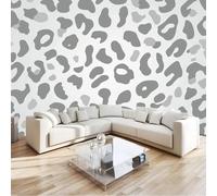 3D Effect Photo Wallpaper Minimalism Animals Enchanting Leopard Print, 157 x 110 inch (W x H) Panoramic Custom Wallpaper Mural - Light Gray Eco-Friendly Wall Sticker Poster Decoration
