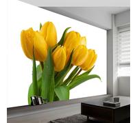 3D Effect Photo Wallpaper Minimalism Flowers Yellow Tulips, 118 x 83 inch (W x H) Panoramic Custom Wallpaper Mural - Cream Eco-Friendly Wall Sticker Poster Decoration