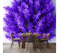 3D Effect Photo Wallpaper Mural Hyperrealistic Flowers Plants Lavender, Purple Non-woven Wall for Living Room Bedroom Children's Room TV Background Modern Wall Decoration, 150cm x 105cm Stickers - Fra