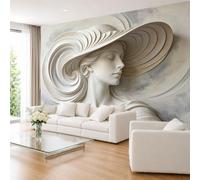 3D Effect Photo Wallpaper Murals Swirl Hat Woman 150×105cm Modern Non-Woven Wallpaper Wall Mural for Bedroom Living Room Tv Backdrop Interior Decor 150×105cm (WxH) (59×41Inch)